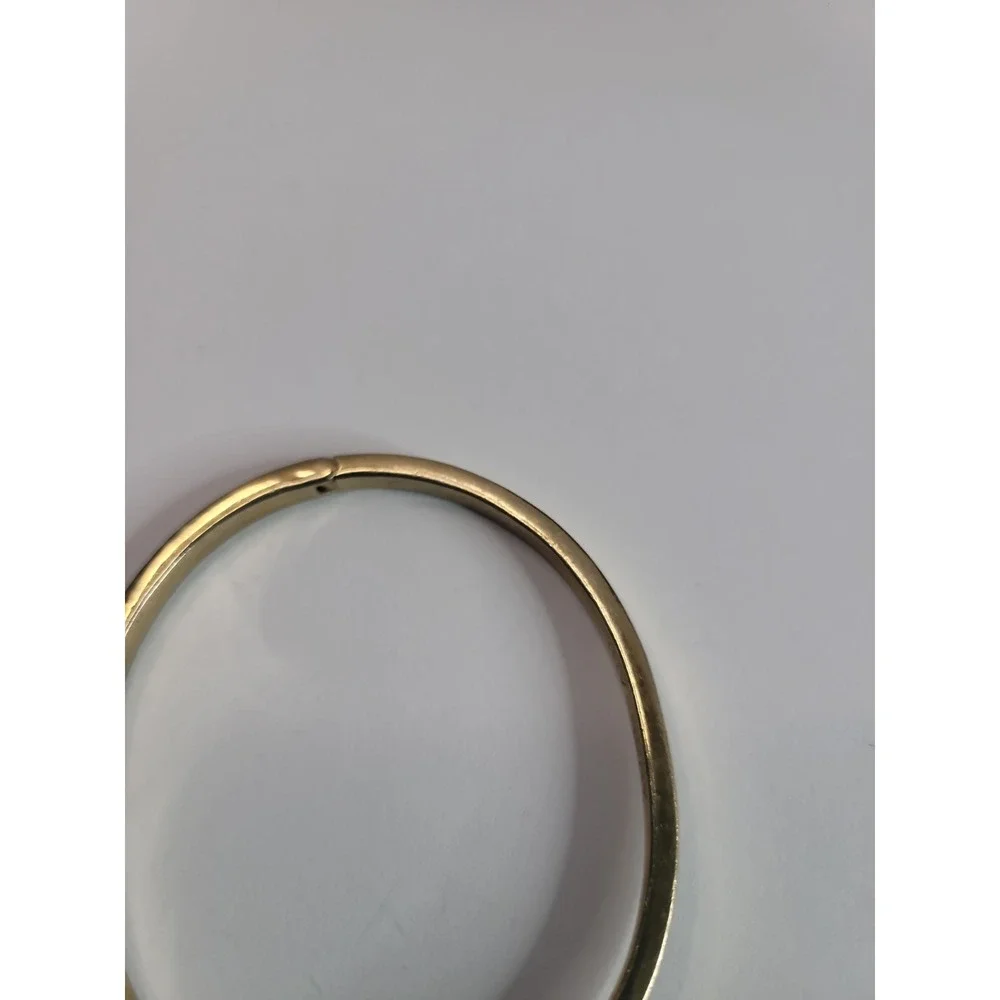 Vintage Givenchy Signed Gold Tone Clear Rhinestones Hinged Bangle Bracelet